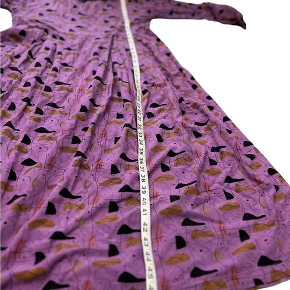 Vintage We Be Bop Purple Midi Dress Retro Atomic Print Button front
Pockets - Picture 8 of 11